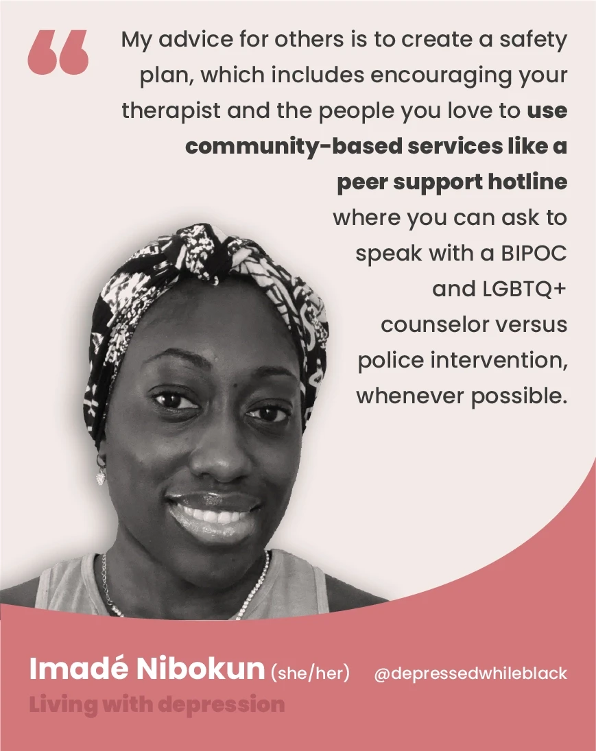Quote by Imadé Nibokun (she/her), an individual living with depression