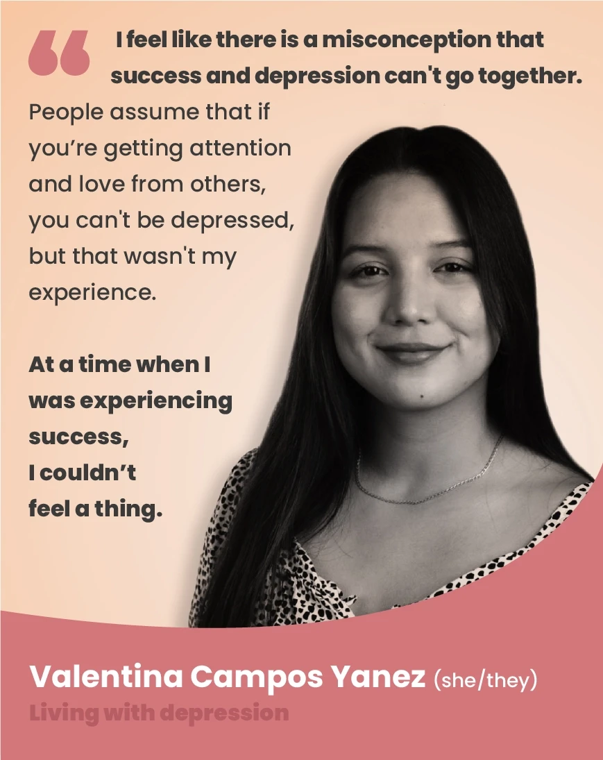 Quote by Valentina (she/they), an individual living with depression